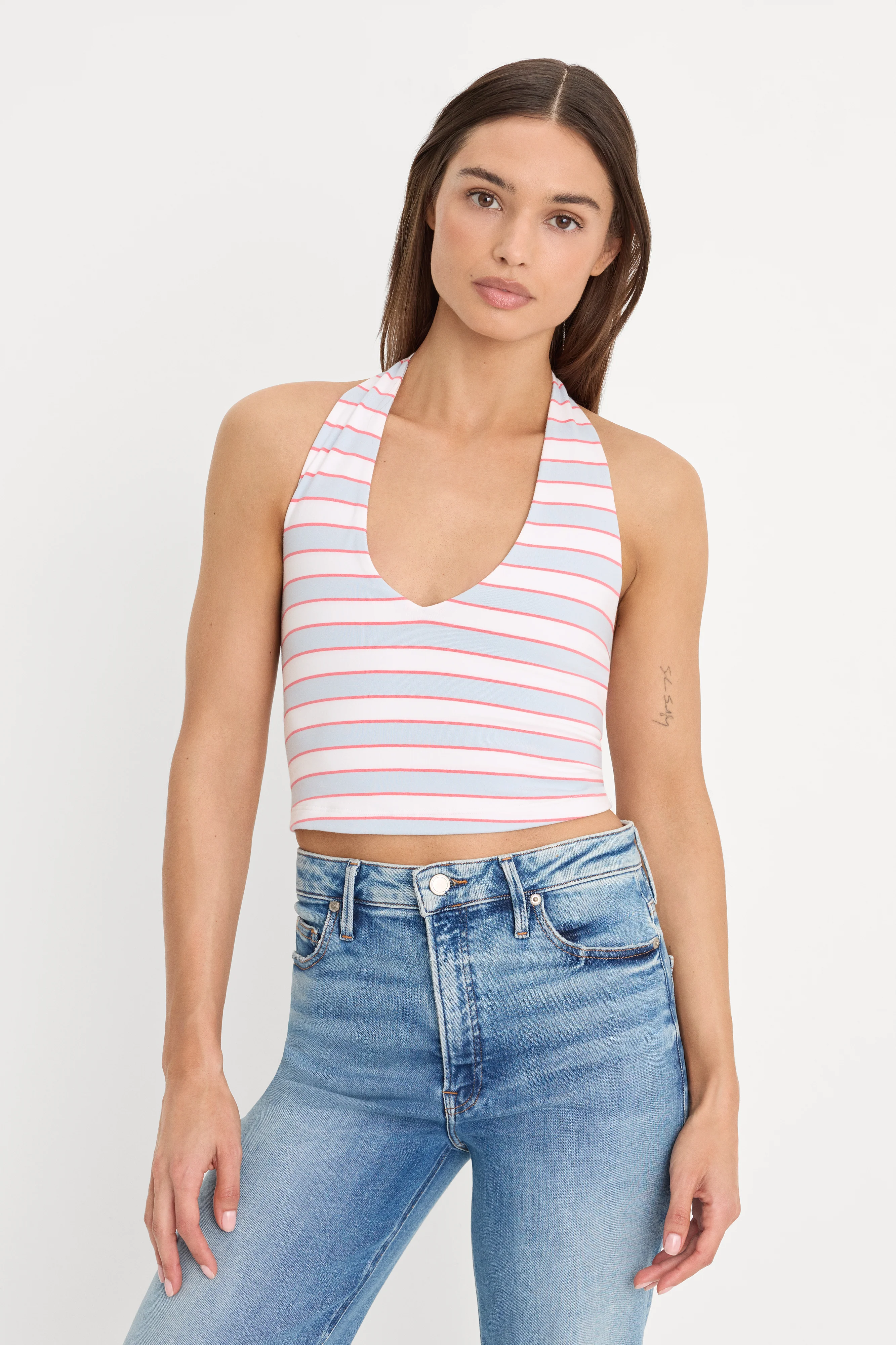 SUPER STRETCH HALTER TANK | SKY STRIPE