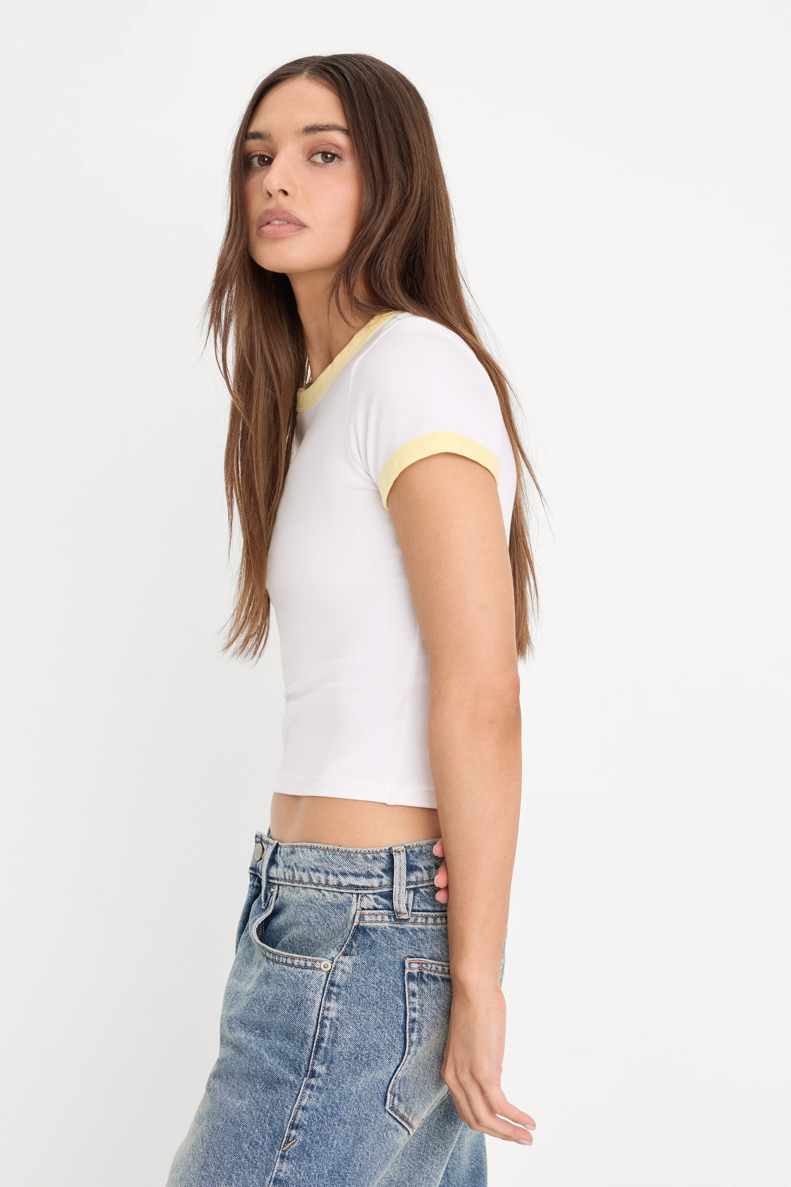 SUPER STRETCH BABY RINGER TEE | WHITE001 - Image 3