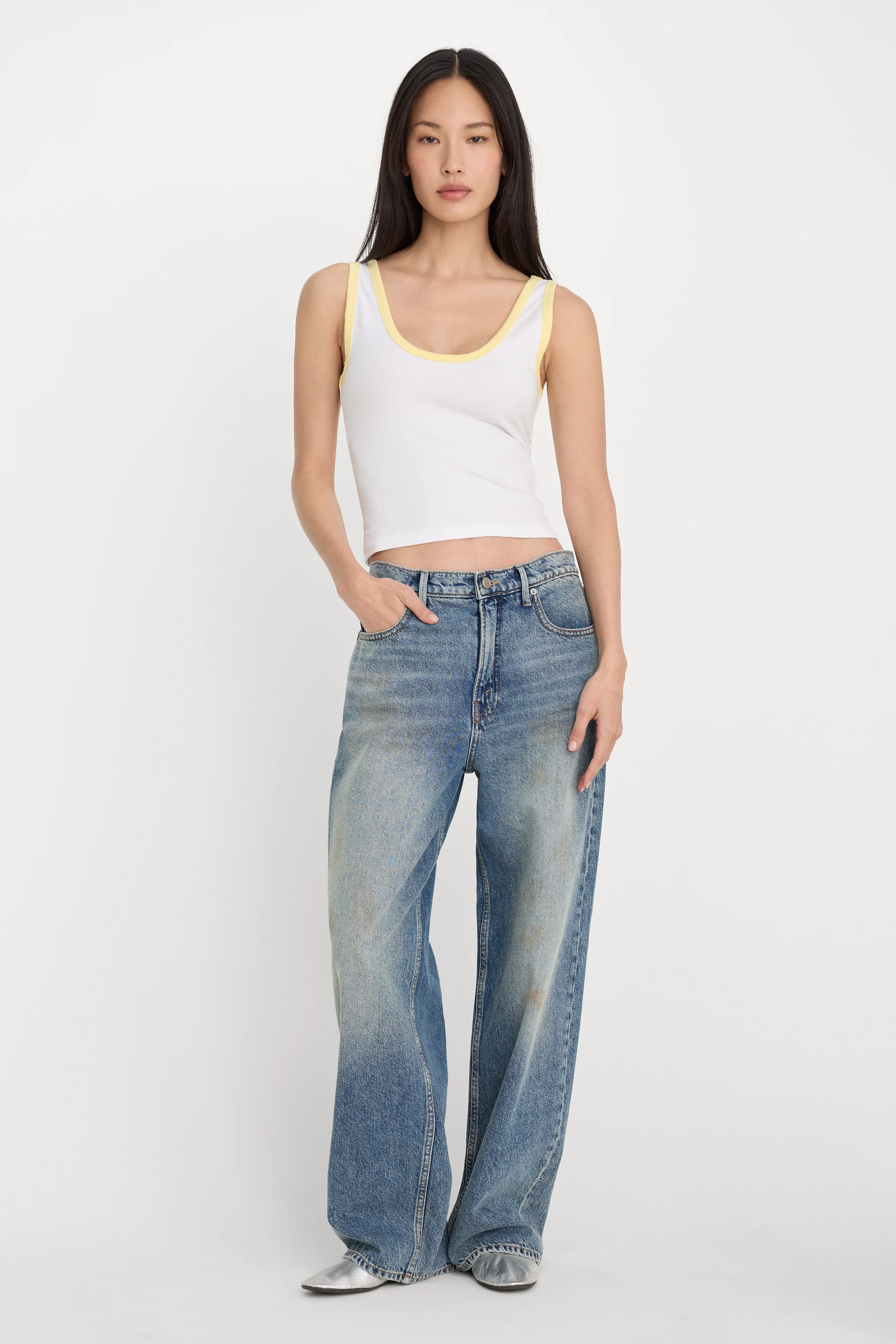 SUPER STRETCH RINGER TANK | WHITE001 - Image 3