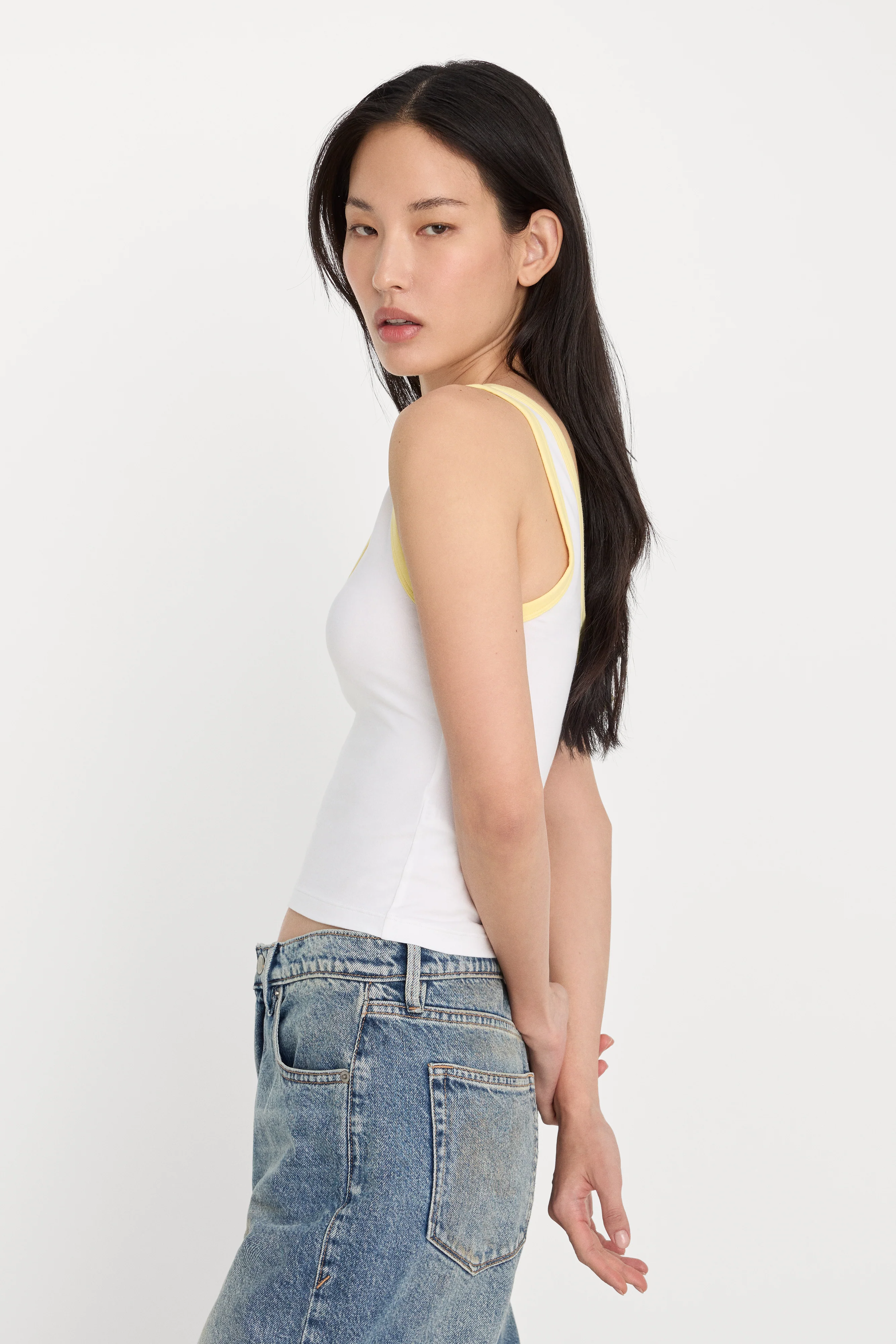 SUPER STRETCH RINGER TANK | WHITE001 - Image 4