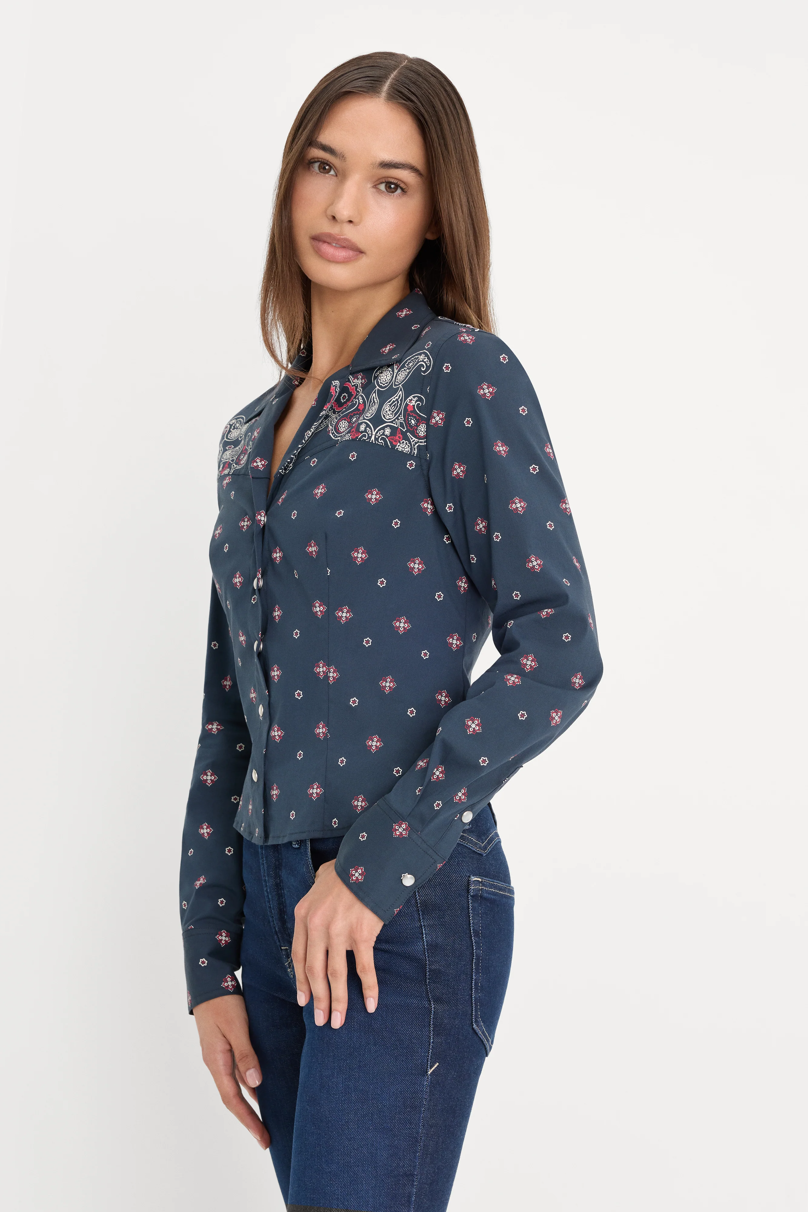 DOLLY TAILORED POPLIN SHIRT | NEW NAVY BANDANA PRINT - Image 3