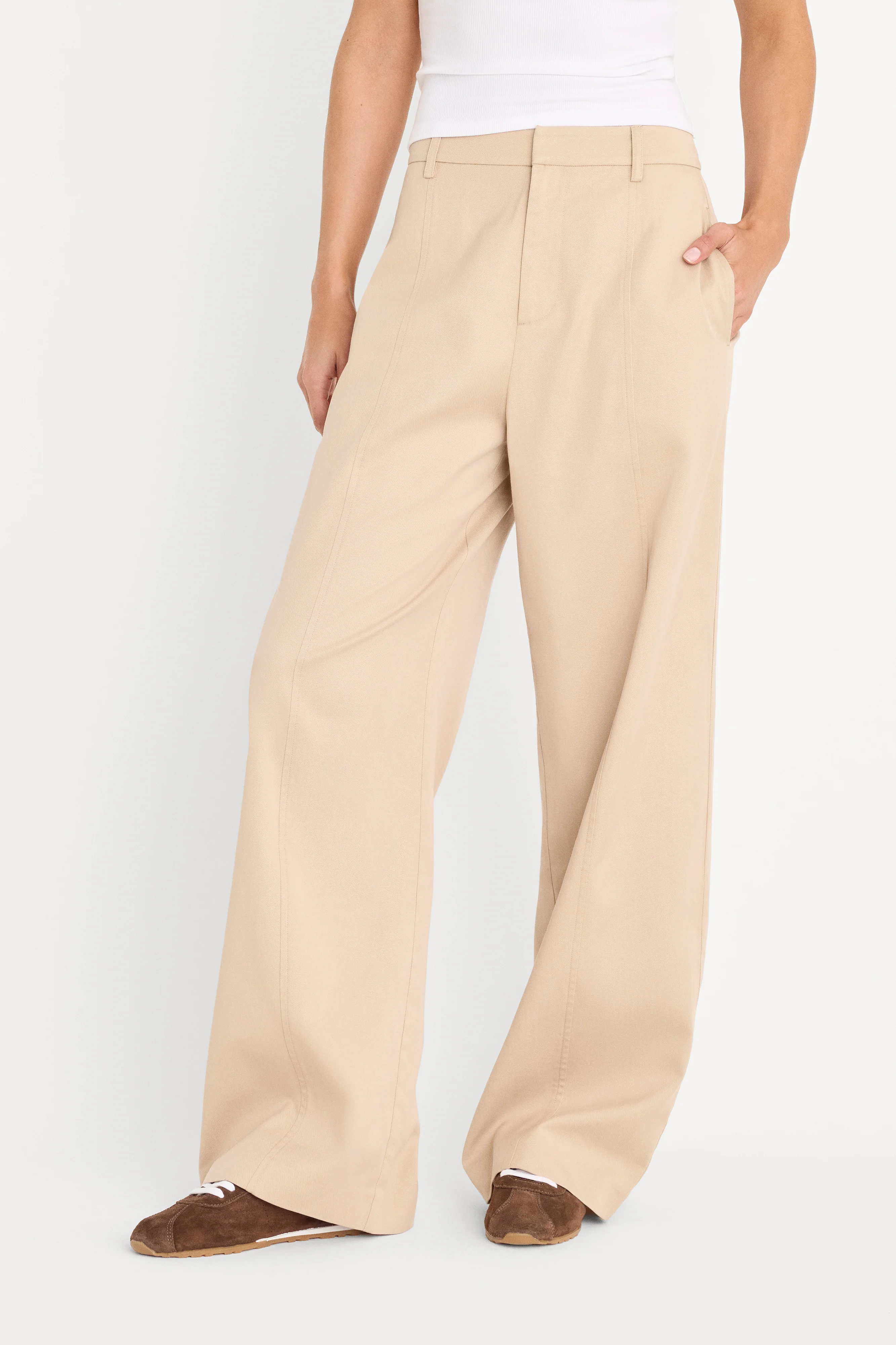 THE SEAMED WIDE LEG TROUSER | LIGHT TAUPE - Image 2